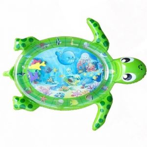 Tapis deau Matelas sol gonflable Tapis d’éveil jouet bébé éducatif en forme tortue Vert 102*84CM