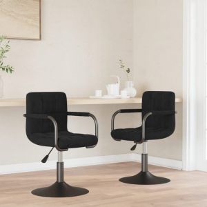 SOLDES dAutomneLot de 2 Chaises pivotantes &agrave; manger - Pieds antid&eacute;rapants et pour salon - noir velours - 48x47x85.5cm 375