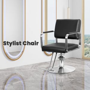 Fauteuil de CoiffeurHauteur R&eacute;glable 93-100cm Chaise de Coiffure peut Pivoter &agrave; 360&deg;en PU pour Salon et Maison93*47*53cm Noir