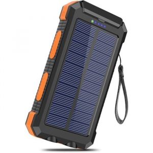 Chargeur Solaire 20000mAh avec 2 USB Alimentation Externe Portable Charge Rapide pour Smartphones et Tablettes cou BATTERIE EXTERNE