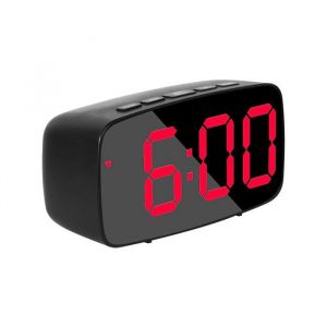 Noir R&eacute;Veil Num&eacute;Rique Intelligent de Chevet Horloge de Bureau USB de Voyage &agrave; LED Rouge avec R&eacute;P&eacute;Tition de Temp&eacute;Rature de Date 12