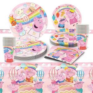 Decoration Anniversaire Peppa Pig 81 PCS Anniversaire Vaisselle Kit pour D&eacute;corations de F&ecirc;te danniversaire Enfants