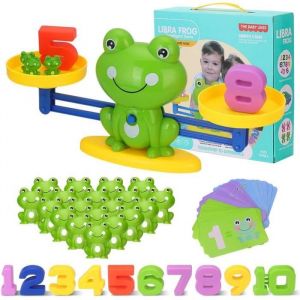 Jouet Éducatifs Mathématique Montessori Apprentissage Math de Balance Jeu Grenouille Bloc et Cartes de Numérique