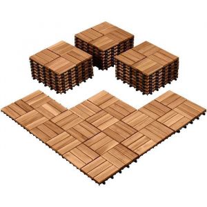 Yaheetech Lot de 27 Parquets Clipsables - Certifi&eacute; FSC-Caillebotis Dalle de Terrasse 30 x 30 cm Couleur Bois