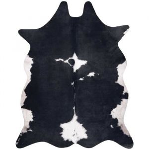 Tapis Imitation Peau de vache Vache G5070-3 blanc noir cuir - 100x150 cm