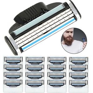 16 lames de rasoir rechargeables pour Mach 3 rasoir manuel Turbo pour hommes 3 couches pour Gillette &eacute;pilateur pour hommes