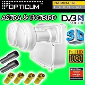 OPTICUM LNB Monobloc Twin ASTRA HOTBIRD Double Tête parabole Full HD 4K 01dB