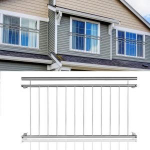 HENGMEI Français balcon en acier inoxydable Rampe descalier garde-corps Grille de fenêtre Parapet garde-corps 156x90cm