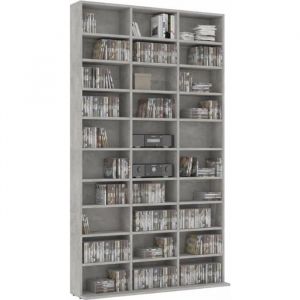 &Eacute;tag&egrave;re Rangement CD-DVD Meuble de Rangement Gris b&eacute;ton 102x16x1775 cm Agglom&eacute;r&eacute;