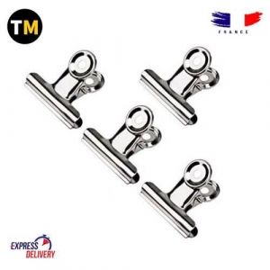 4Pcs Pince Papier Métal Pince à Dessin Bulldog Clips Métal Inoxydable