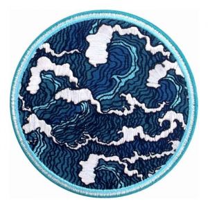 &Eacute;cusson Brod&eacute; Patch en forme de La grande vague bleu fonc&eacute; Patchs de repassage