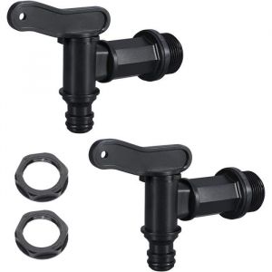 2Pcs Robinet Filet&eacute; M&acirc;le 3/4 en Plastique pour Collecteur R&eacute;cup&eacute;rateur Eau PluieAdaptateur de bo&icirc;te de Rangement deau IBC