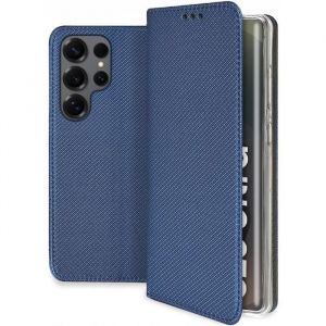 Housse etui portefeuille avec coque interieure en silicone pour Samsung Galaxy S25 Ultra 5G + film ecran - BLEU MAGNET