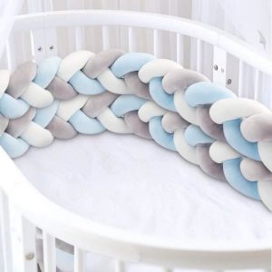 Tour de Lit 300cm-118inch Bébé Coussin Serpent Tressé Pare-chocs Velours Pare-chocs Tressé Bébé lit Bumper Noué Tressé en
