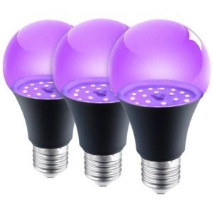 Ampoule UV - Éclairage violet - Ampoule de fête - E27 - Veilleuse - 395 nm - Lumière noire(3 noir)