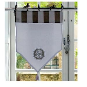 Autrefois Brise bise et Enrouleur 60 x 90 cm Majestic Lin brodé Voilage Broderie Style Charme Petit Rideau Fin