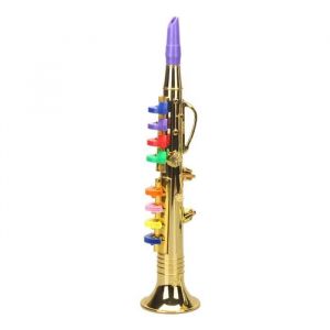 Saxophone Jouet Enfant - GYROOR - Trompette Plaqué Or - 8 Clés Colorées - Basse - Fa