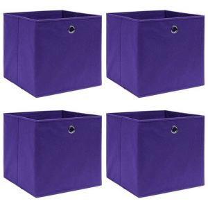 vidaXL Bo&icirc;tes de rangement 4 pcs Violet 32x32x32 cm Tissu