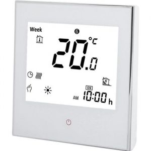 Qiilu Thermostat pr&eacute;cis Thermostat dambiance de chauffage Affichage LCD programmable hebdomadaire &Eacute;cran tactile 3A AC110-230V