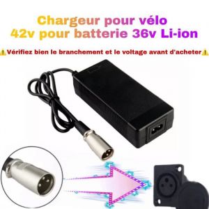 Chargeur vélo électrique 36v [chargeur 42v pour batterie 36v] branchement XLR3 PIN Chargeur batterie de vélo rond