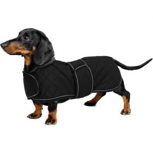 Manteau imperm&eacute;able pour teckel - VETOBIOL - R&eacute;glable - Doublure en polaire - Passepoil r&eacute;fl&eacute;chissant