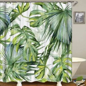 Rideau de Douche - Original - Jungle Tropical Paume - Anti Moisissure - 180x180 cm - Vert