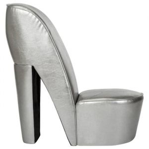 Fauteuil forme de chaussure à talon haut argenté similicuir - L43 x P82.5 x H85.5 cmRectangulaire1place 4092203
