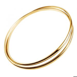 Bracelet JONC DOUBLE Femme Plaqu&eacute; Or 18 Carats Rigide Entrelac&eacute; Diam&egrave;tre 62mm Bijou Poin&ccedil;onn&eacute; &Eacute;clat Miroir Cadeau Luxe Chic Tendance