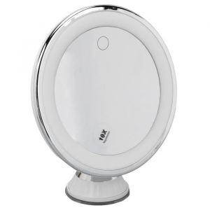 SALUTUYA miroir cosmétique grossissant 10X Miroir de maquillage à ventouse 10x avec 3 couleurs de lumière alimenté hygiene cils
