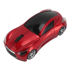 OMABETA Souris de voiture sans fil Souris sans fil en forme de voiture de Sport 1600 DPI capteur informatique clavier Gris Rouge
