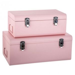 Set de 2 malles - Cantine - Métal - Rose