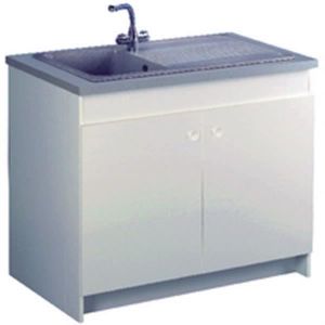 Aquarine Meuble sous-évier SESAME 98.5x58.6x82 cm. 2 portes avec fond rabattable. sélection HLM. NF. blanc Réf 200311