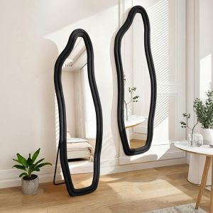 160x50cm Miroir sur Pied - Miroir de Sol - Noir - Verre Tremp&eacute; - Design unique