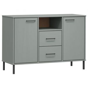 &ldquo;Winter SaleTOP Armoire/Cabinet &agrave; tiroirs Gris - Buffet avec pieds en m&eacute;tal Gris 113x40x77cm - bois massif OSLO PRO15396