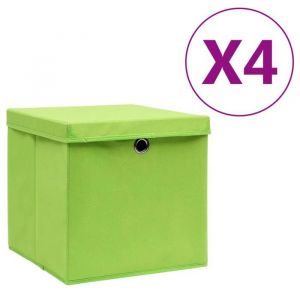 Prix bas - Bo&icirc;tes de rangement - pliable - avec couvercles 4 pcs 28x28x28 cm Vert （135841295446)