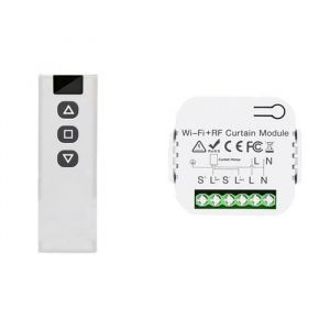 Interrupteur de Rideau Aveugle Tuya Smart Life WiFi 433Mhz avec TéLéCommande RF pour Commande de Volet Roulant éLectrique 1RC 1RE