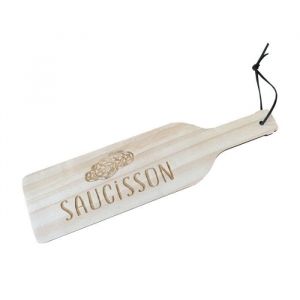 Planche a decouper en bois Mabouteille&reg; 35x98 cm &ndash; Planche charcuterie mod&egrave;le &laquo; Saucisson &raquo; en Pin Maritime [ Planche saucisson ]
