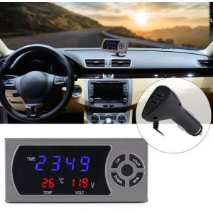 3 en 1 12-24V voiture véhicule LED numérique horloge thermomètre voltmètre