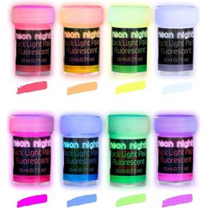 PEINTURE ACRYLIQUE PAIN Nuit au néon brille dans lobscurité  Luminescent  phosphorescent  peinture auto - luminescente - lot de 8