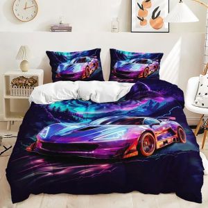 Voiture de Sport Housse de Couette 90x190 Voiture Enfant Gar&ccedil;On Fille Adulte Parure de Lit Courses Extr&ecirc;Mes Housse de Couette