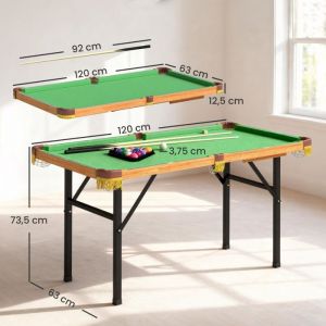 Table de billard pliable Mini-table de billard 2 files dattente 16 boules triangulaire brosse vert