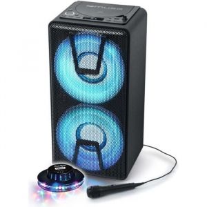 Enceinte autonome - Muse M-1820DJ - &agrave; LED Party box portable avec lecteur CD + Micro - BT/CD/AUX/USB - 150W - Lumi&egrave;re OVNI