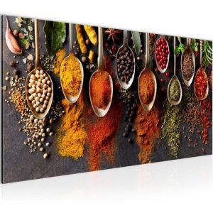 Tableau Decoration Murale - Cuisine Épices - 100x40 cm DIY cadre - Moderne Toile non Tissée - Salon Salle Salle à Manger - Coloré