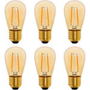 S14 Ampoule LED &agrave; Filament Vintage E27 1W Amber Edison Remplacement 10W Incandescence Non Dimmable Blanc Chaud 2200K Lot de 6