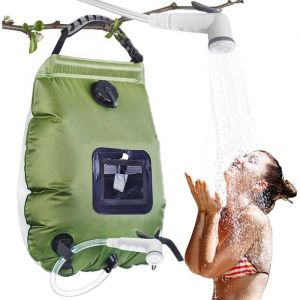 Sac de Douche Solaire Camping20L Douche de Voyage avec Pomme de DouchePliant Ext&eacute;rieur pour DoucheTemp&eacute;rature 45 &deg;Cvert