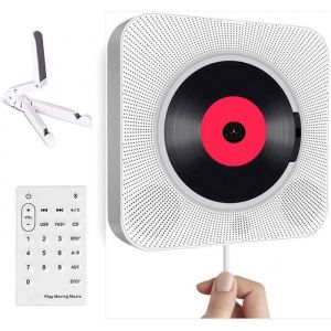 Lecteur CD Portable Bluetooth Montage Mural Haut-parleurs HiFi intégrés Home Audio Boombox avec télécommande Radio FM USB Prise