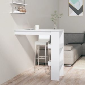 Table bar mural Blanc Brillant 102x45x1035cm Bois dingénierie -BK811787 (PLA)