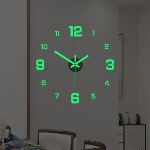 Horloge murale lumineuse DIY 3D Horloge murale numérique Mouvement Silencieux Diamètre (20-50 cm) assemblage libre Vert