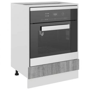 Caisson de cuisine Gris - LEMON&reg; Meuble de four Riga - avec rangement - Gris Sonoma - 60&nbsp;x&nbsp;46&nbsp;x&nbsp;815&nbsp;cm - Bois ding&eacute;nierie 129 So