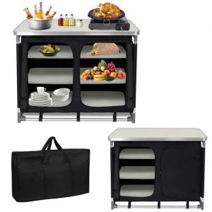 XMTECH Cuisine d&rsquo;Ext&eacute;rieur Cuisine de Camping Pliante Meuble Camping de Rangement avec 5 Armoire de Rangement 100x50x80cm